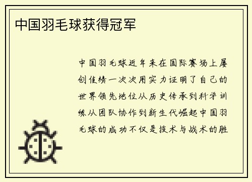 中国羽毛球获得冠军